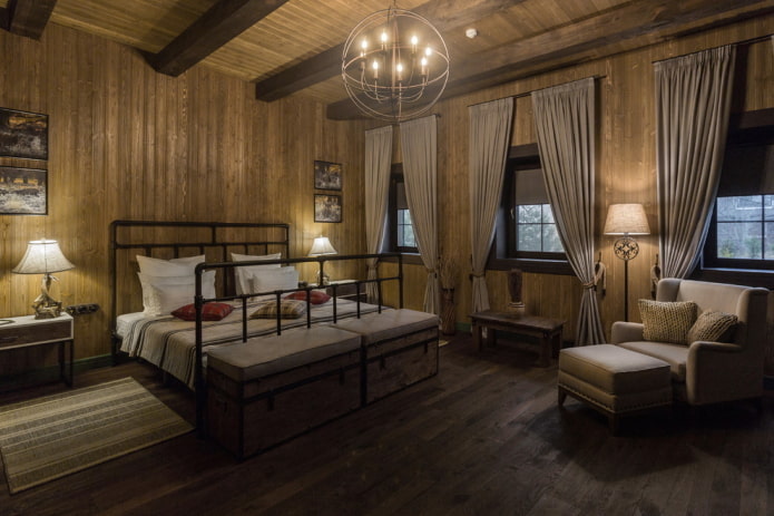 Éclairage de chambre de style rustique