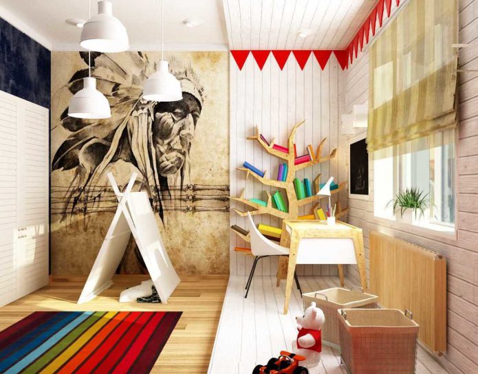 Combinaison d'intérieur indien et moderne pour chambre d'enfant