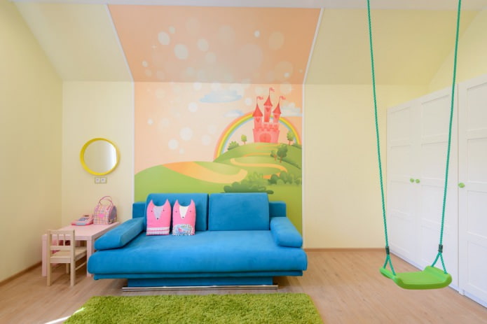 intérieur d'une chambre d'enfant de fille avec Papier peint photo