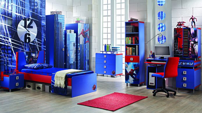Intérieur de chambre d'enfant dans le style de Spider-Man