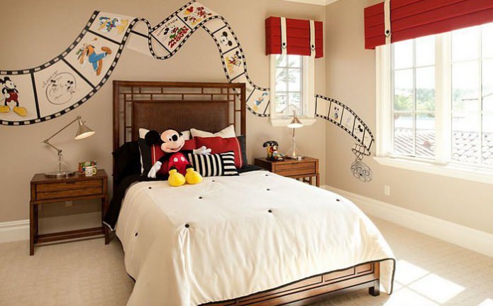 Intérieur de chambre d'enfant avec Mickey Mouse