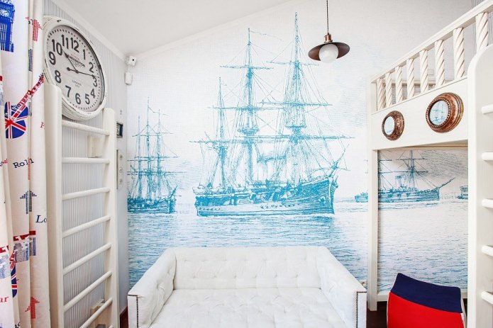 chambre de garçon dans un style marin