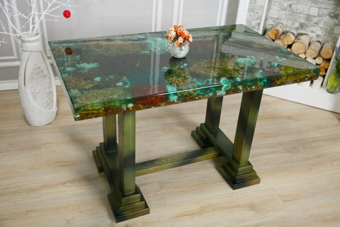 Table avec galets