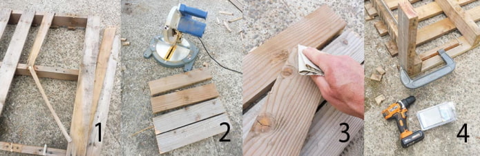 Étapes de table basse pour la fabrication de 1 à 4