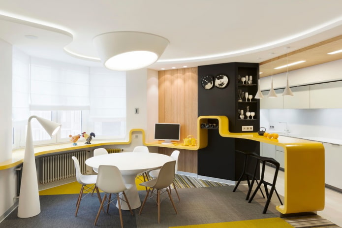 appui de fenêtre se transformant en table figurée à l'intérieur