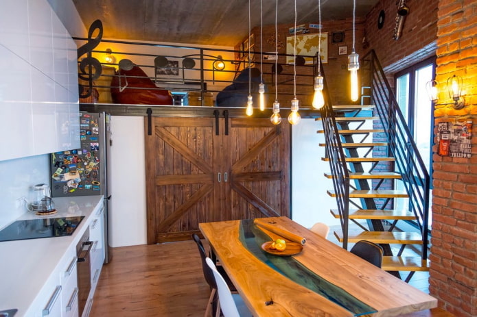 Table rivière dans un intérieur de style loft