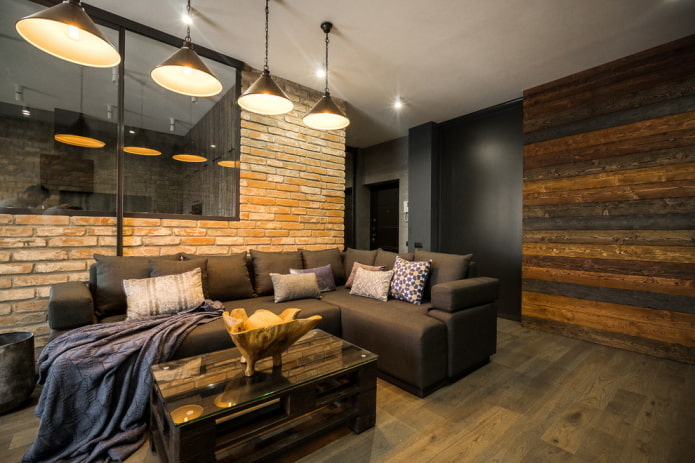 Table wengé dans un intérieur de style loft