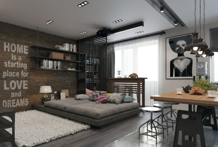 Aménagement d'un studio de style industriel