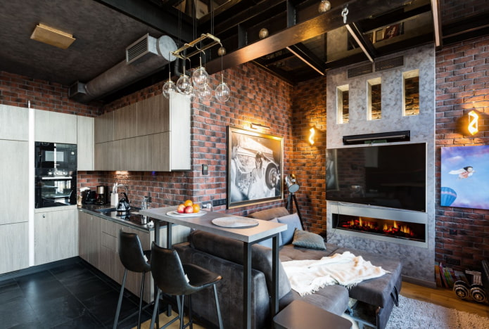 conception d'un petit studio de style industriel