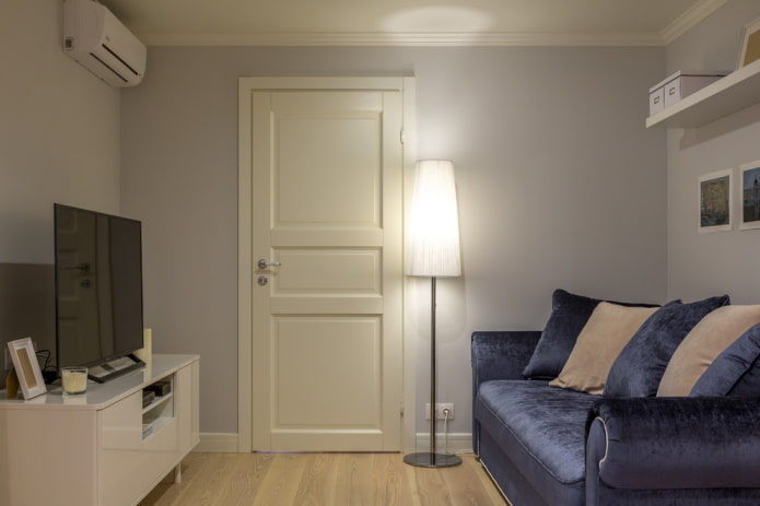 portes claires dans le salon