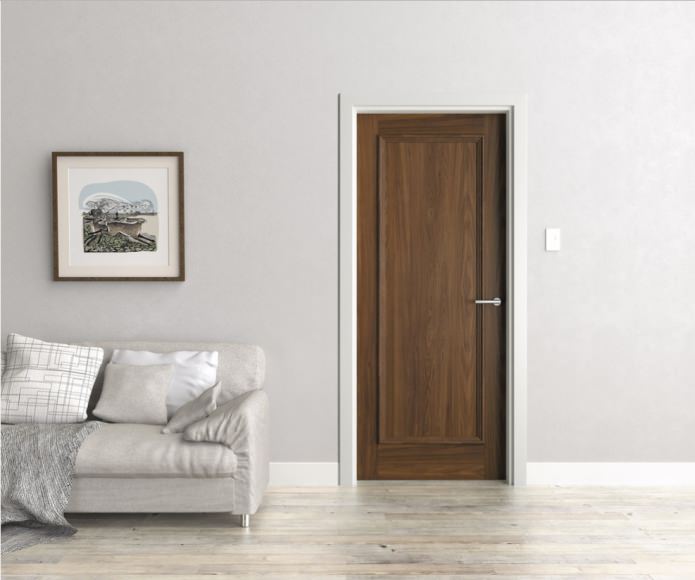 portes en wengé avec plinthes et moulures blanches