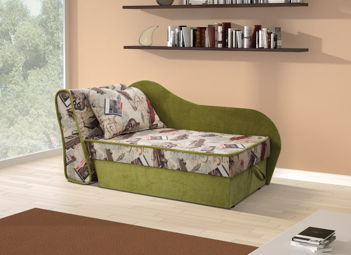 méridienne avec revêtement intérieur en tissu