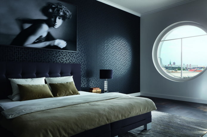 Papier peint en tissu noir dans la chambre