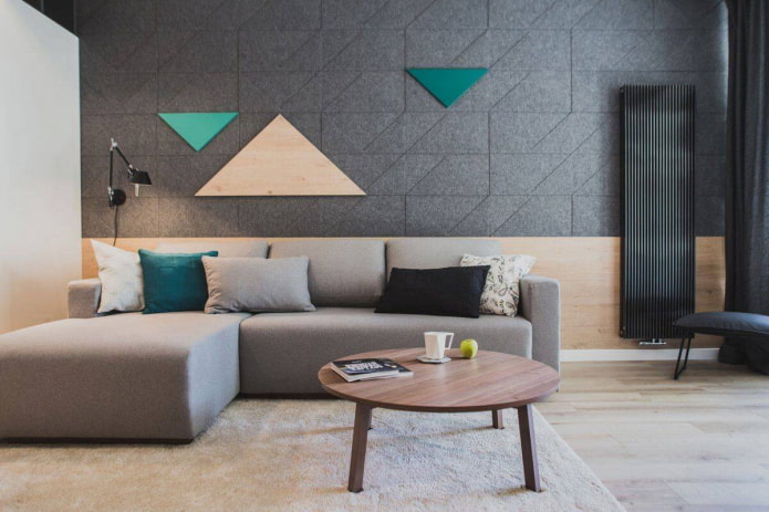 papier peint en feutre dans l'intérieur du salon