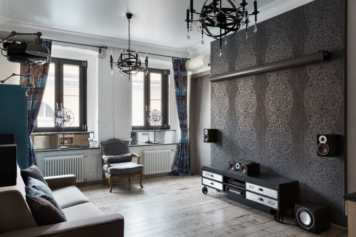 Papier peint en tissu noir à l'intérieur
