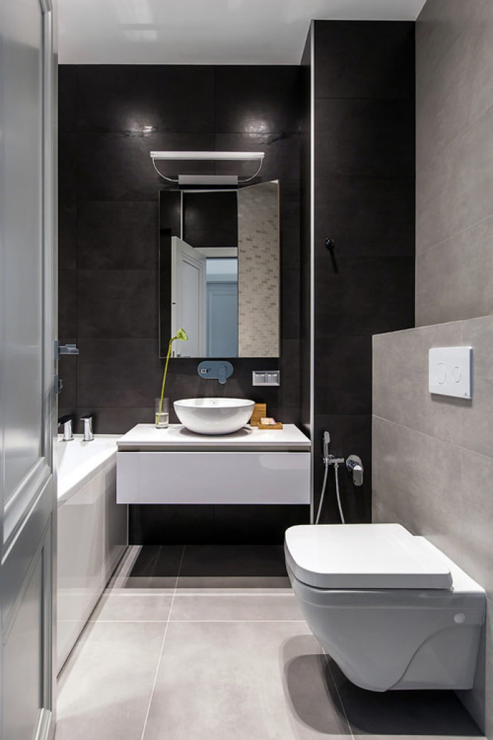 salle de bain noire et grise