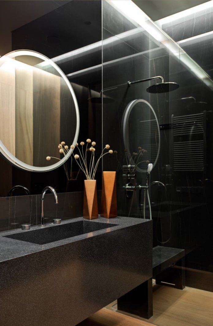 éclairage miroir dans la salle de bains