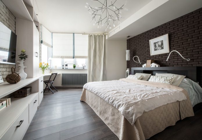 Intérieur de chambre avec stratifié foncé
