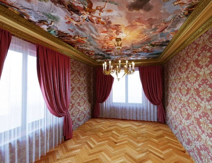 Plafond tendu avec impression photo sous forme de fresque