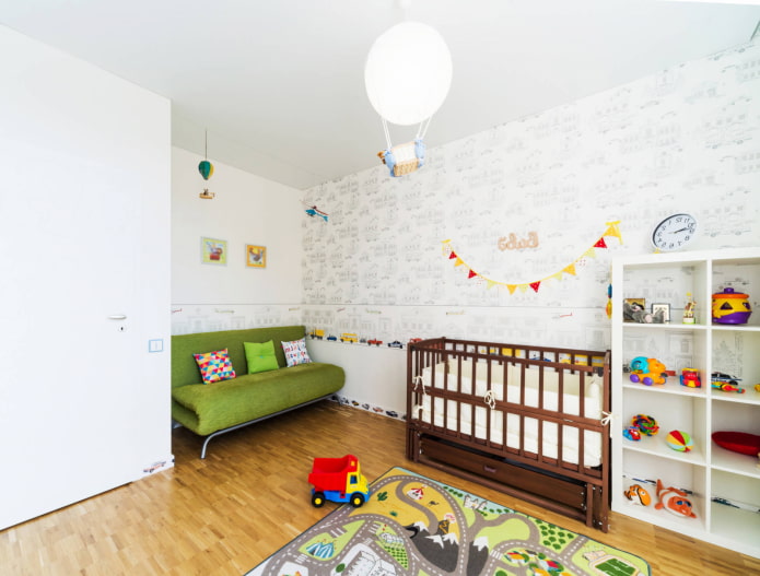 canapé convertible dans la chambre d'enfant