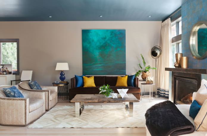 Plafond suspendu bleu