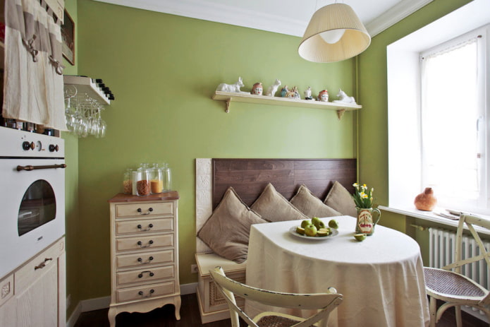 Murs couleur olive dans la cuisine