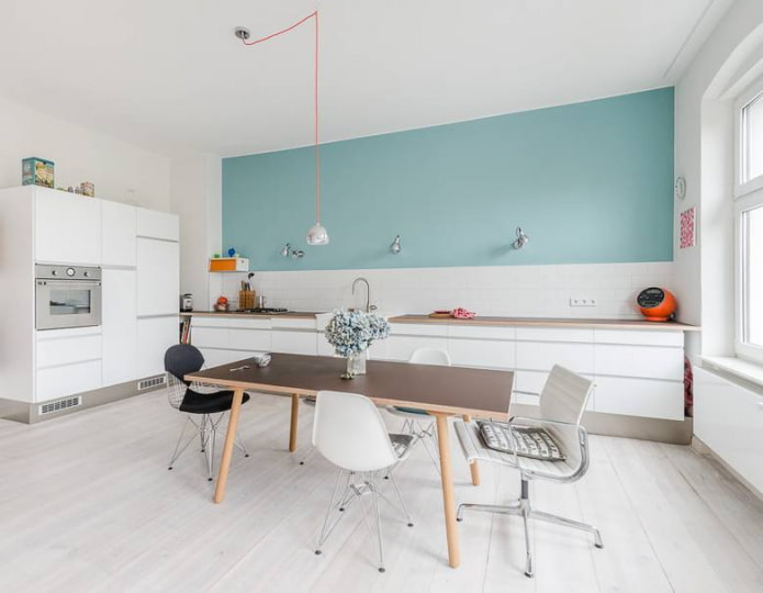 Murs couleur menthe dans la cuisine