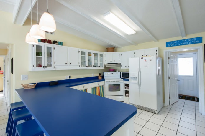 blue work surface