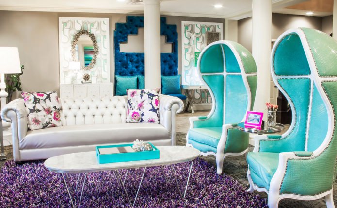 Salon menthe-violet