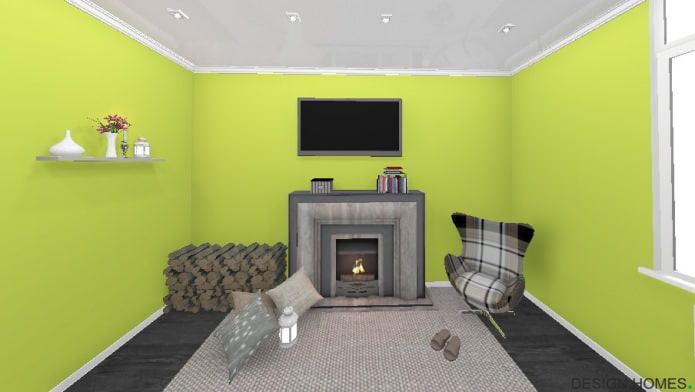 Combinaison contrastée de couleurs pour les murs, le sol et le plafond