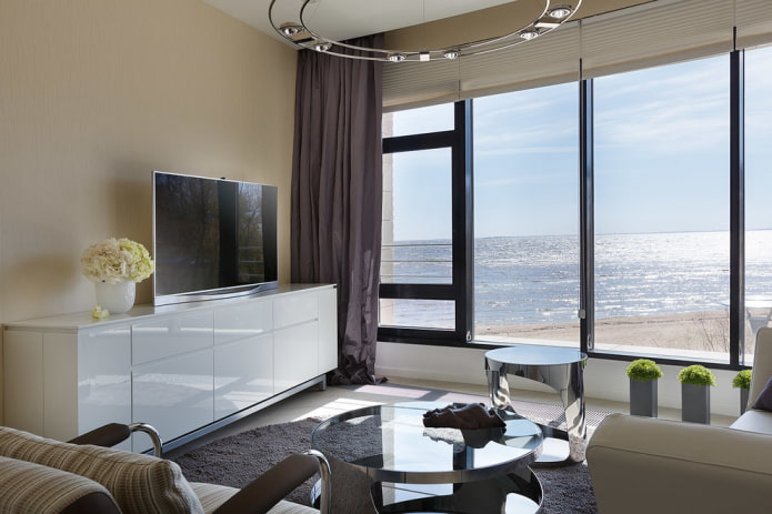 Meuble TV brillant à l'intérieur