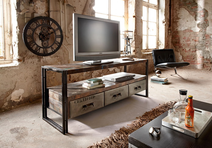 Meuble TV dans un intérieur de style loft