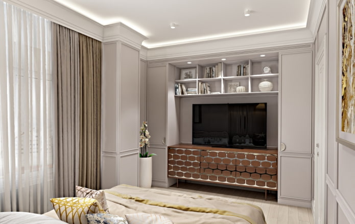 Meuble TV dans un intérieur de style néoclassique