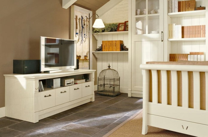 Meuble TV dans un intérieur de style campagnard