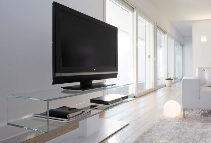 Meuble TV en verre à l'intérieur