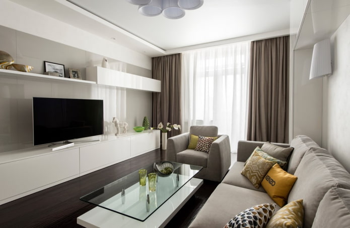 meuble TV long à l'intérieur