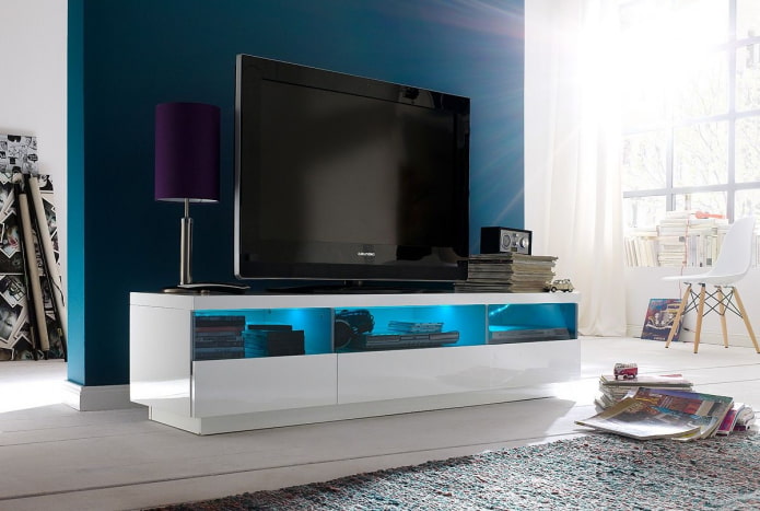 Meuble TV avec rétroéclairage intérieur
