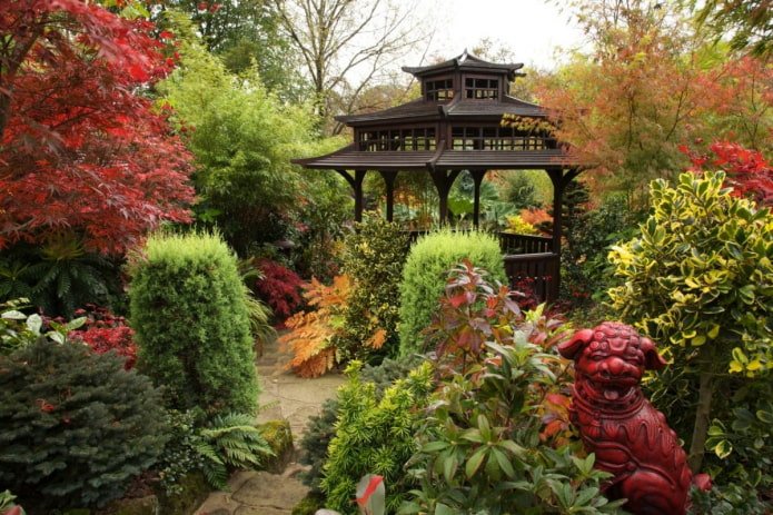 jardin avec un belvédère de style chinois