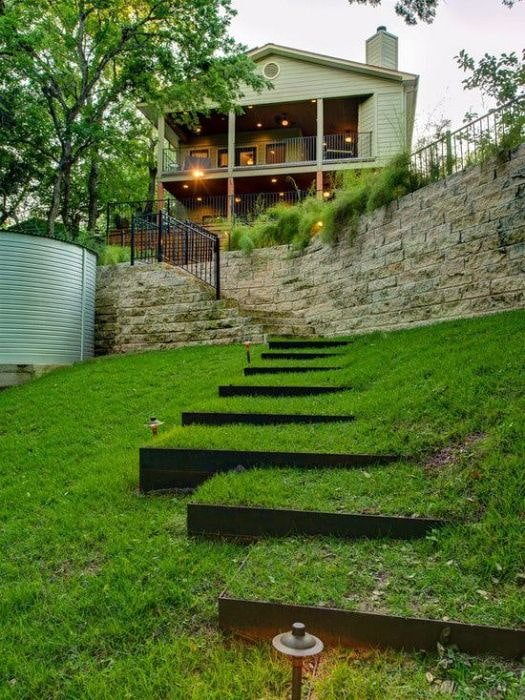terrasses avec murs en bois