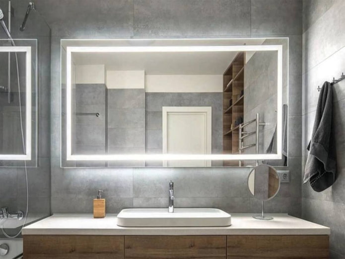 rétroéclairage autour du périmètre du miroir