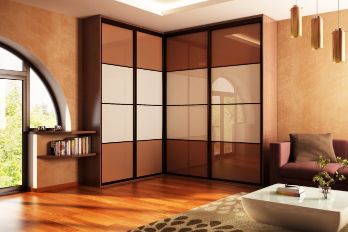 Conception d'une armoire d'angle à l'intérieur du hall