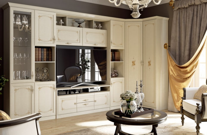 Meuble d'angle pour TV dans le salon