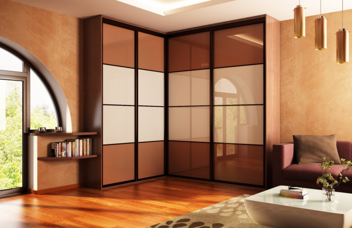 Armoire d'angle dans le salon