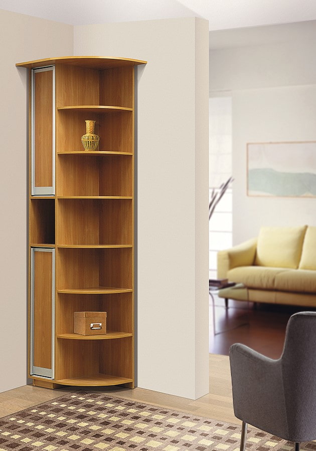 Meuble haut d'angle dans un salon