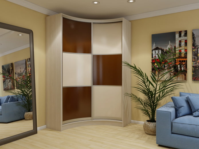 armoire d'angle dans l'intérieur du salon