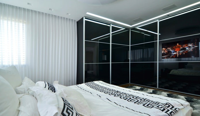 Conception d'une armoire d'angle dans la chambre
