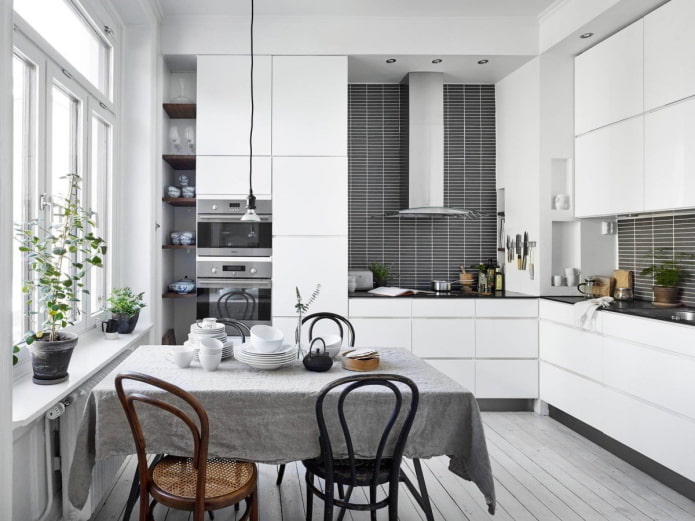 cuisine d'angle dans un style scandinave