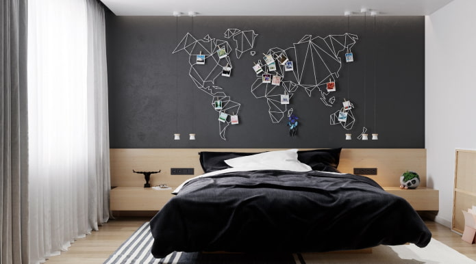 installation sous forme de carte du monde dans la chambre