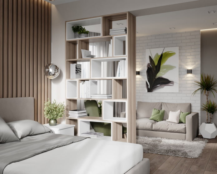 une étagère-cloison dans la chambre