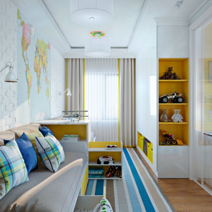 chambre d'enfant blanche aux accents lumineux
